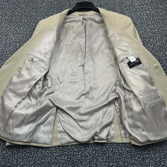Lauren Ralph Lauren Blazer Men 46L Beige Slim Fit 2 Button Long Sleeve Cotton